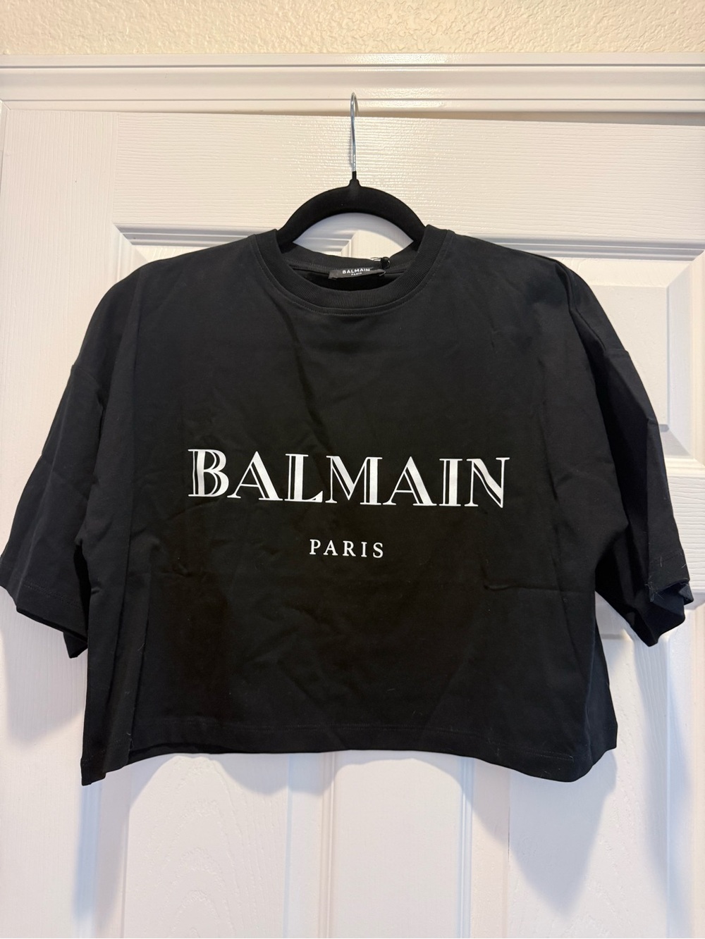 Balmain Black Logo Crop Top